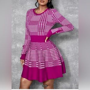 Magenta houndstooth print dress size small